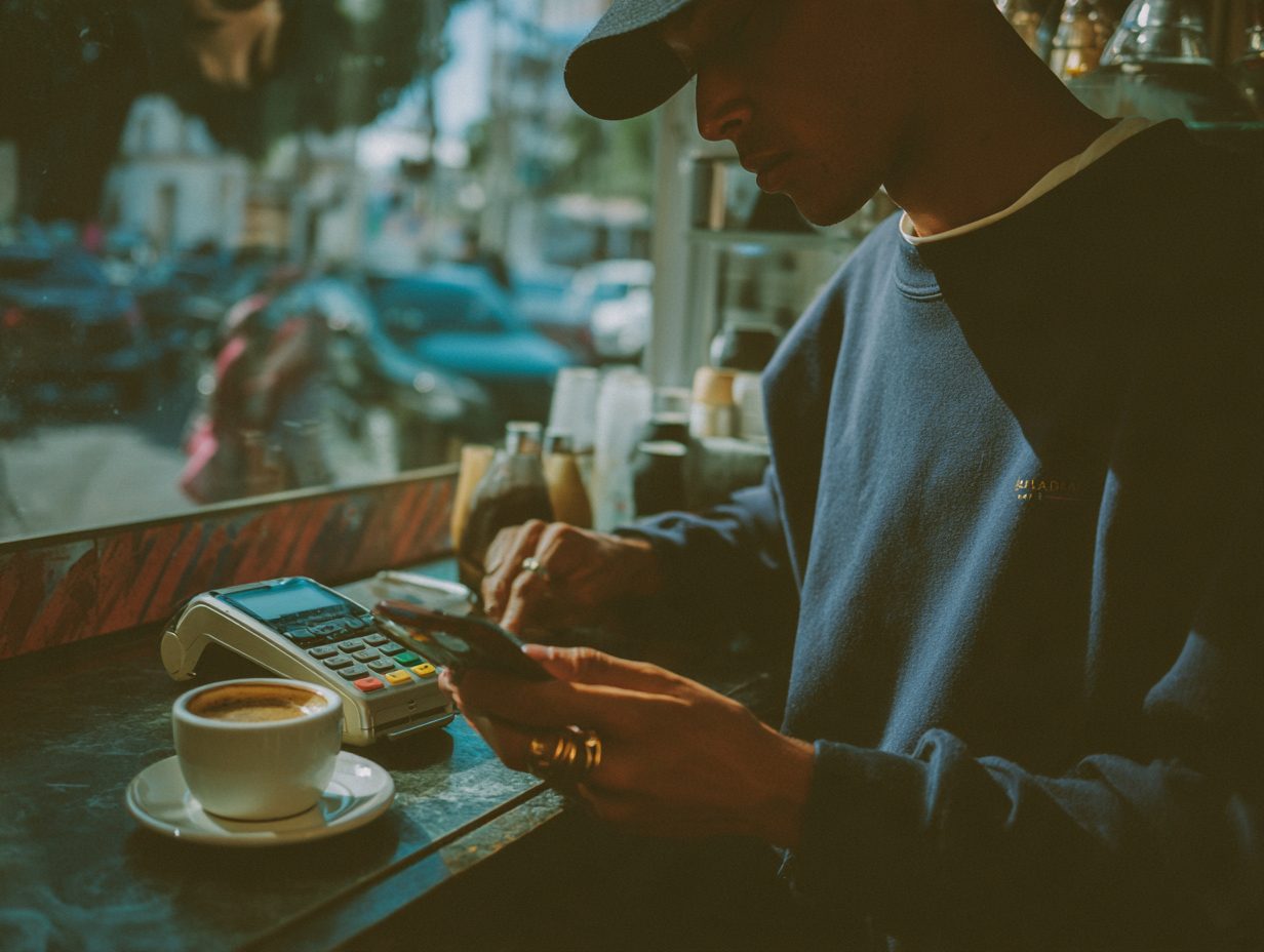 Paying by card at a café counter